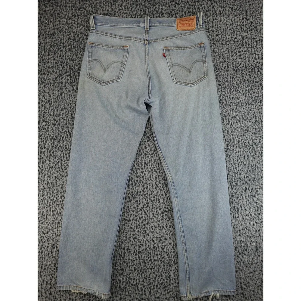 Levi's 505 Regular Fit Jeans Mens 36x32 Light‎ Blue Straight Leg Denim